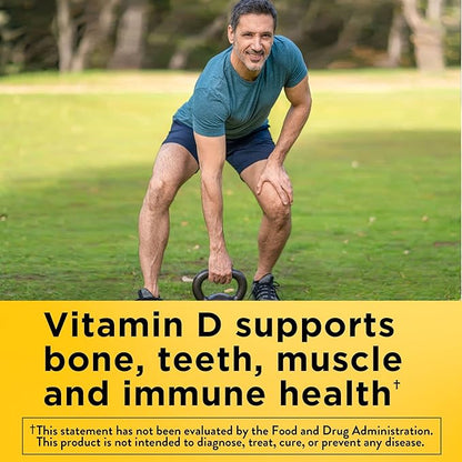 Nature Made Vitamin D3 K2 Supplement, 5000 IU (125 mcg) Vitamin D for Bone, Teeth, Muscle and Immune Support, 30 D3 and K2 Softgels, 30 Day Supply