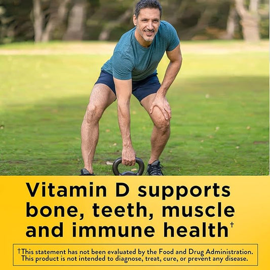 Nature Made Vitamin D3 K2 Supplement, 5000 IU (125 mcg) Vitamin D for Bone, Teeth, Muscle and Immune Support, 30 D3 and K2 Softgels, 30 Day Supply
