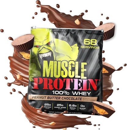 Whey Protein Powder (15 lbs/Pack of 1) – Delicious Peanut Butter-Chocolate Flavor, Cold Filtered for Maximum Absorption, 25g Protein, 6.6g BCAAs/Serving,0g Sugar-Perfect for Muscle Building & Recovery