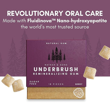 UnderBrush Berry Chewing Gum – Sugar-Free Xylitol Gum with Hydroxyapatite – No Gluten, Sugar, Aspartame and Sucralose - Tree Sap Chewing Base – 4 Pack