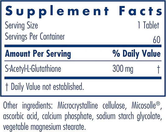 Allergy Research Group Acetyl-Glutathione - S-Acetyl-L-Glutathione, Well Absorbed Oral Immune Support, 300 mg Supplement - 60 Count