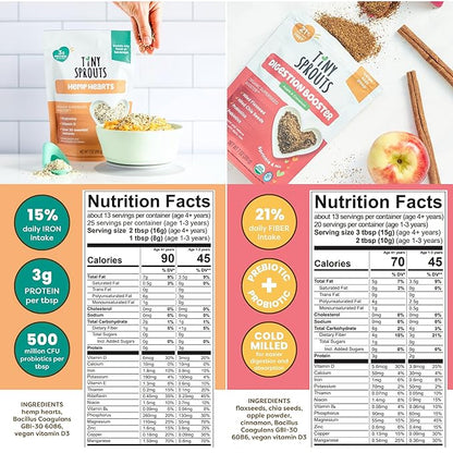 Superseed Variety Pack with Vitamin D + PROBIOTICS, Omega-3s Prebiotic Fiber Protein, Seeds for 6M+ Babies Toddlers & Kids for Immune & Digestive Support (7oz x 4 Pack - Flax, Chia, Hemp, Blend)