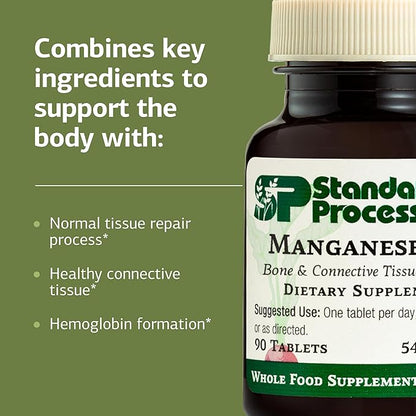 Standard Process Manganese B12 - Supports Bone & Connective Tissue Health - Hemoglobin Formation Support - Gluten-Free, Non-Dairy & Non-Soy - 90 Tablets (90 Servings)