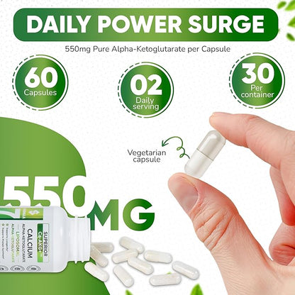 Superior Formulas Alpha-Ketoglutarate (AKG) | Physician Formulated | Cellular Energy & Longevity Support – 550mg