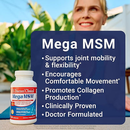 U.S. Doctors’ Clinical Mega MSM Supplement for Joints with MSM + Vitamin C + Collagen and Neem - Clinically Proven to Promote Cartilage Tendon & Ligament Health (1 Month Supply – 120 Capsules)