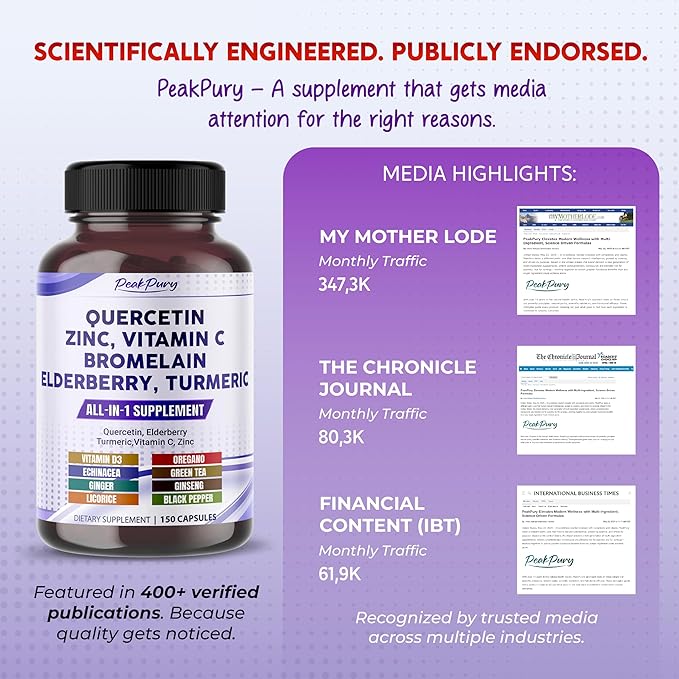 Quercetin Elderberry Turmeric Vitamin C Zinc - Immunity Support - Made in USA