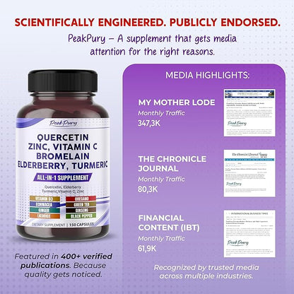 Quercetin Elderberry Turmeric Vitamin C Zinc - Immunity Support - Made in USA