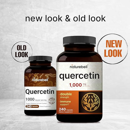 NatureBell Quercetin 1,000mg Per Serving, 240 Capsules | Ultra Strength Bioflavonoid Supplement for Immune Support | Third-Party Tested, Non-GMO, Gluten-Free