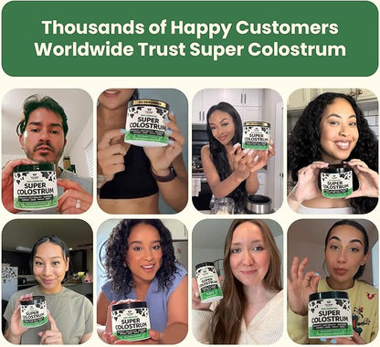 Super Colostrum Grass Fed Bovine Colostrum Powder for Bloating, Immune, Energy, Gut Health Hair, Skin and Nails Colostrum Supplement | 50% IgG Cow Colostrum for Humans | Superfood for Women and Men