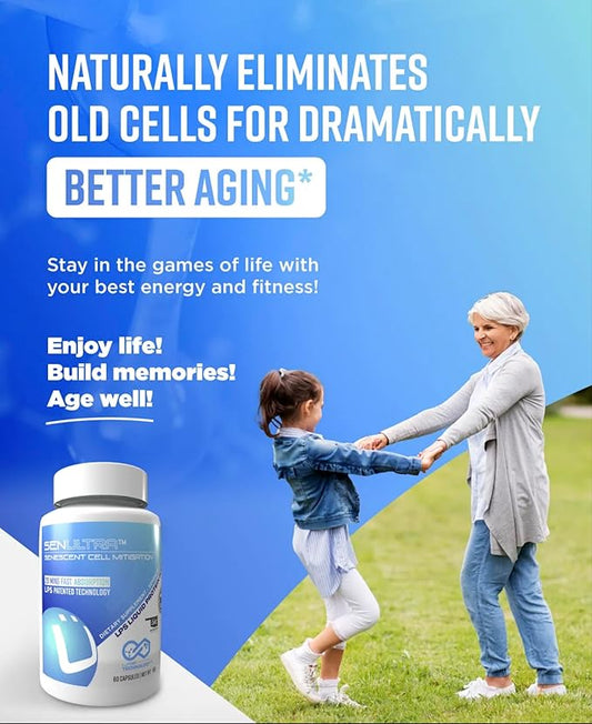 UltraVitality Longevity Support Formula – Fisetin, Curcumin, Quercetin & Beta-Glucan – Supports Cellular & Cognitive Health Healthy Aging – 60 Capsules