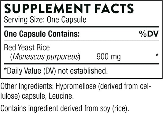THORNE - Choleast-900-900mg Red Yeast Rice Extract - Gluten-Free Supplement Supports Healthy Cholesterol Levels Already in a Normal Range, Heart & Blood Pressure* - 120 Capsules