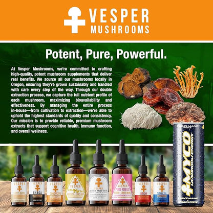 Vesper Gray Matter Mushroom Liquid Extract - 5 Mushroom Blend with Wild Huckleberries for Cognition, Energy, Aging Support, Rest & Prebiotics, USA-Grown, for Full-Spectrum Wellness – 4oz