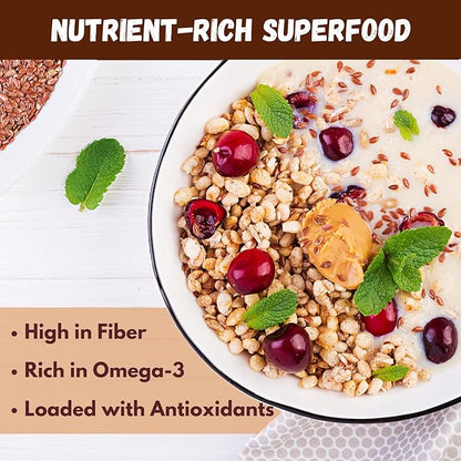 Sown and Grown Premium Brown Whole Raw Flax Seeds - 2lb, 32oz | Rich in Fiber, Omega-3 Fatty Acids | Great for Baking, Salads, Smoothies & Protein Balls | Premium Flaxseeds