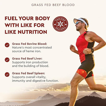 Ancestral Supplements Grass Fed Blood is Blood, Liver & Spleen Formula, 500mg, Grass Fed Beef Supplement, Red & White Blood Cell Formation, Immune and Heart Health Support, Non GMO, 180 Capsules
