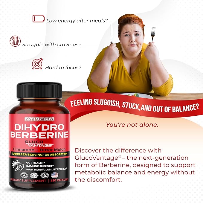 8 in 1 Dihydroberberine Supplement - Per Capsule Provides - Support Digestion, Immunity - with Ceylon Cinnamon, Milk Thistle, Turmeric, Bitter Melon