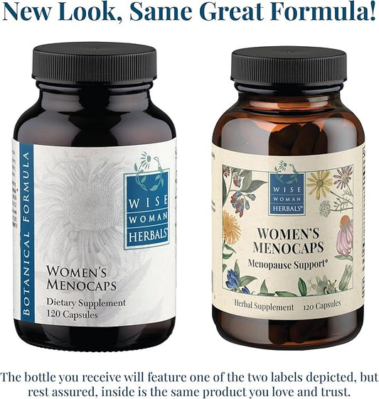 Wise Woman Herbals Women's Menocaps Non-GMO Herbal Blend for Menopause Support, Hot Flashes, Night Sweats, Mood Support, Emotional Balance, Hormonal Support 120 Veg Caps