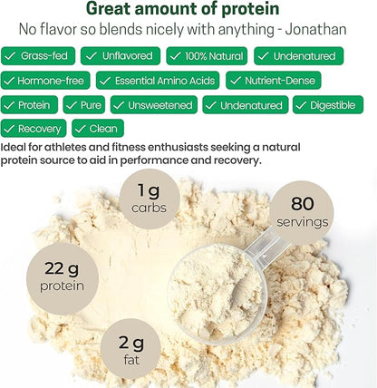 Z Natural Foods Grass-Fed Whey Protein Concentrate - Clean Whey Protein Powder from New Zealand - Cold Processed Pure Whey Protein with Essential Amino Acids for Nutrition & Fitness, Unflavored, 5 lbs