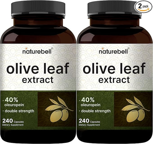 2 Pack Olive Leaf Extract 30000mg, 480 Total Capsules | 40% Active Oleuropein, 50:1 Herbal Equivalent – Rich in Polyphenol & Flavonoid Antioxidants for Immune & Heart Health – Non-GMO