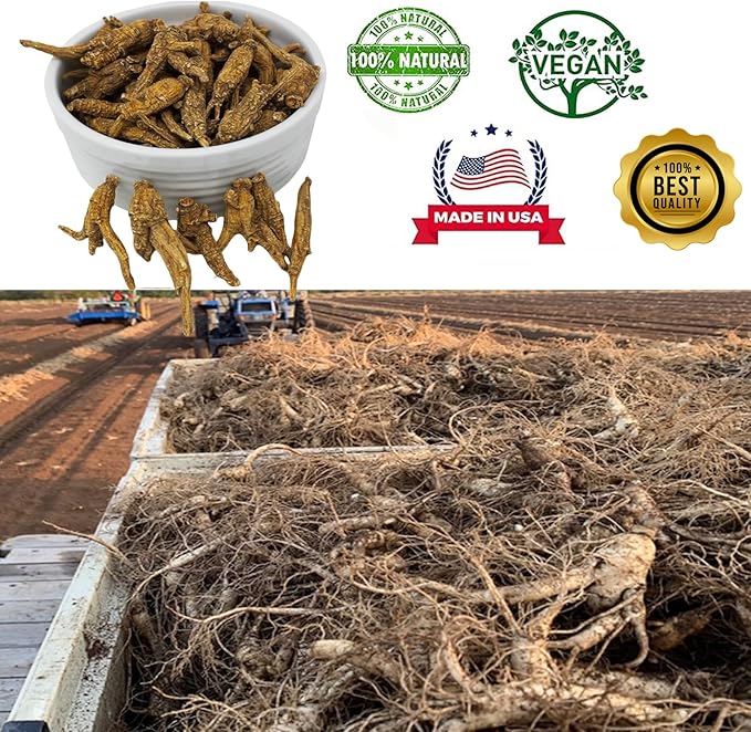 Wisconsin American Ginseng, American Wisconsin Ginsengss Slices Root 西洋参/花旗参 Energy for Men & Women Ginseng in Soup, Tea Smoothies Medium 4 Ounce Box