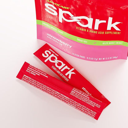 AdvoCare Spark Vitamin & Amino Acid Supplement - Focus & Energy Drink Powder Mix with Vitamin A, B-6, C & E - Also Includes L-Carnitine & L-Tyrosine - Strawberry, 14 Stick Packs