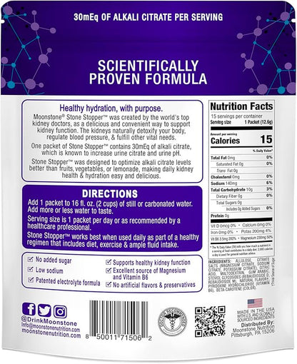 Stone Stopper Drink Mix, Lemonade, Kidney Stone Prevention, Calcium Oxalate Protector, Alkali Citrate Support, Developed by Urologists to Improve Hydration and Support Kidney Health, 15 Day Supply