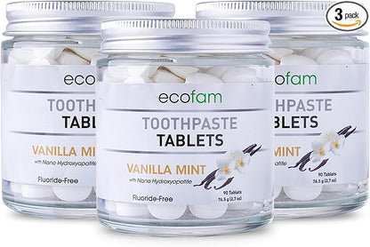 Toothpaste Tablets – Vanilla Mint | Nano Hydroxyapatite Toothpaste Tablets Chewable | Fluoride Free l 90 Tabs