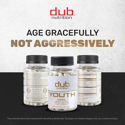 Youth - Formula with Acai, Resveratrol, Curcumin, Vitamins A, C, D, E, B12, and CoQ10 - Supports Immunity and Mobility - 90 Capsules