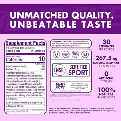 Valerian Infused Sleep & Nighttime Recovery Gummies - NSF Certified for Sport - 30 Servings