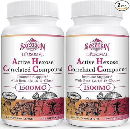 1500mg Liposomal Active Hexose Correlated Supplement,240 Soft Gels Beta-Glucans with Natural Mushroom Extract, Immune System, Liver Function, Maintain T-Cell & Killer Cell Activity