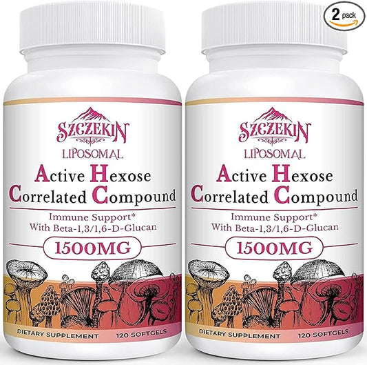 1500mg Liposomal Active Hexose Correlated Supplement,240 Soft Gels Beta-Glucans with Natural Mushroom Extract, Immune System, Liver Function, Maintain T-Cell & Killer Cell Activity