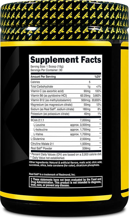 Primaforce BCAA Powder (Pineapple Mango) (30 Servings) - 7000MG 2:1:1 BCAAs, Post-Workout Drink with Amino Acids and Real Salt
