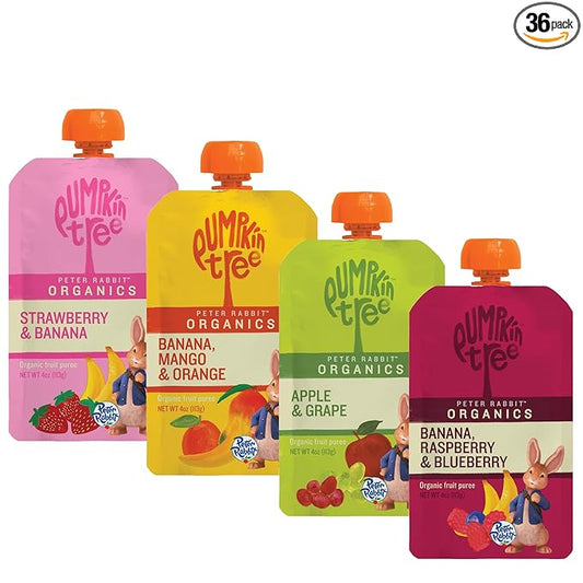 Peter Rabbit Organics Fruit & Vegetable Variety Pack - Squeezable Snack Pouches, 4 oz. (Pack of 36)