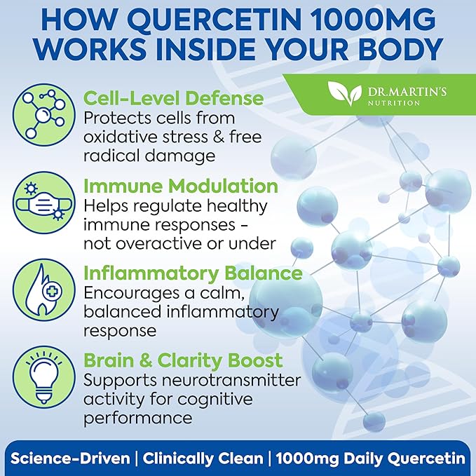 1000mg Quercetin - 200 Capsules | Immune Support, Antioxidant for Seasonal Sinus Relief & Cardiovascular Health | Maintains Inflammatory & Immune Responses | Men & Women