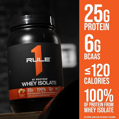Rule 1 R1 Protein Whey Isolate - With 25g Protein & 6g BCAA Exclusively from Isolated & Hydrolyzed Sources for Workout Recovery (2 Pounds*, Birthday Cake)