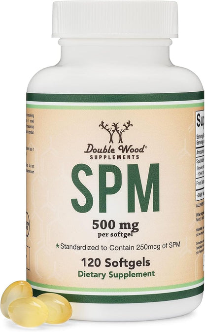 SPM Max (Specialized Pro-Resolving Mediators) 120 Softgels, 500mg (Only Product Standardized and Third Party Tested to Contain Active SPMs, Check The Supplement Fact Panel) by Double Wood