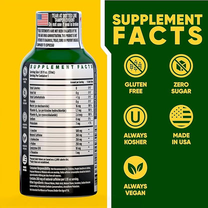 Vitamin Energy Focus+ Extra Strength Energy Shot Grape 48 Pack, 260mg Natural Caffeine, B-Vitamins, CoQ10, Amino Acids, Focus, Productivity & Clarity, Zero Sugar, Gluten-Free, 1.93 fl oz