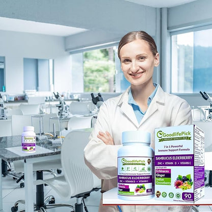 7X Elderberry with ZINC, Vitamin C, Vitamin D, Echinacea, Ginger & Indian Gooseberry (Amla).Premium Elderberry Capsules 90 ct, All Natural,Vegan,Non-GMO, No Rice Powder, No-Gluten, No Sugar