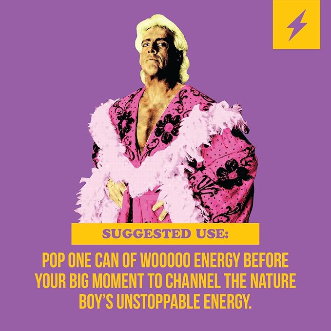Wooooo! Energy Ric Flair Sparkling Adaptogenic Mushroom Energy Drink | Natural Antioxidants & Nootropics | Lion’s Mane & Cordyceps | 150mg Caffeine | 12 Pack (Pineapple Berry)