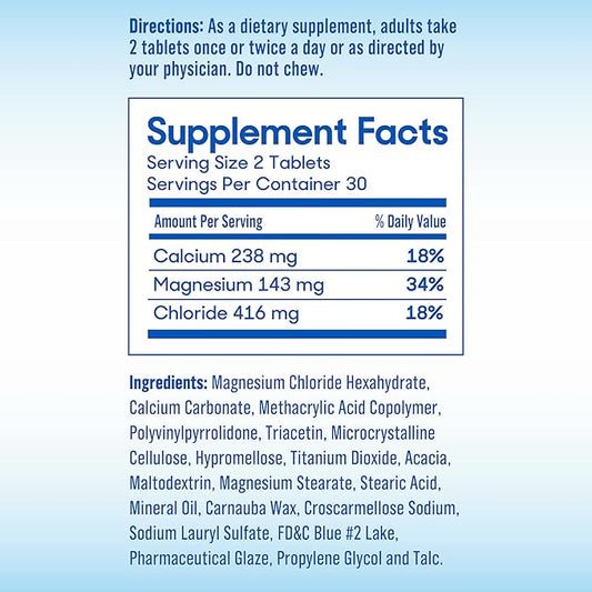 SlowMag Muscle & Heart Magnesium Chloride Supplement with Calcium, 60 Count, Supports Muscle Relaxation, Heart, Nerve & Bone Health, High Absorption