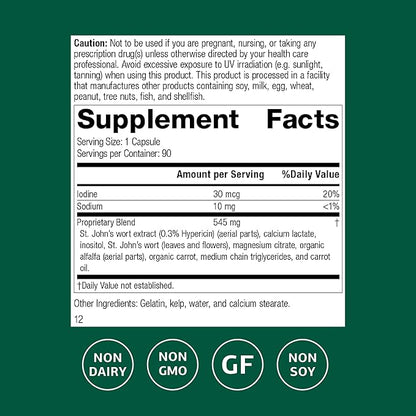 Standard Process St. John's Wort-IMT - Herbal Supplement for Sleep & Stress Relief - Supports Balance & Relaxation - Non-Dairy, Non-Soy & Gluten-Free - 90 Capsules