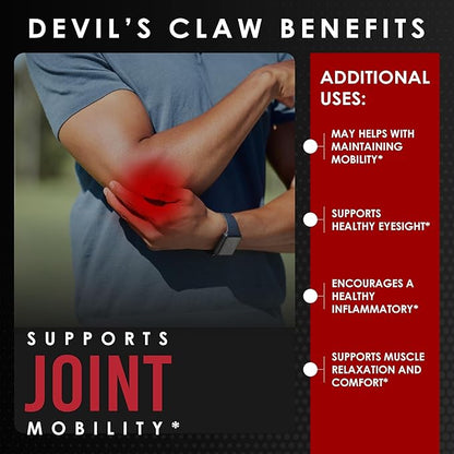AMALTH Devils Claw Extract 500 mg, 120 Veggie Capsules, Concentrated Root Extract, Devils Claw Herbal Supplement, Non-GMO, Vegan Supplement