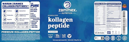 Zammex Premium Collagen Peptides Powder,Hydrolyzed Collagen Peptide for Women Men,Support for Hair Skin Nails, Joints Health,Grass Fed,Non-GMO,Keto Friendly,Gluten-Free,Easy to Digest,30 Servings