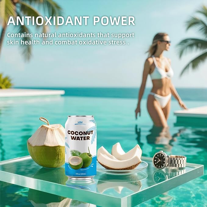 VIIBI Coconut Water, NO added Sugar, The Original Flavor - Made with Fresh Coconut Water, Natural Electrolytes for Hydration, Hydration with Electrolytes, 11 Fl Oz (Pack of 24 Cans)