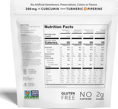 ZYN Electrolyte Drink Mix Hydration Packets, Electrolytes Powder, Hydration Packets w/Turmeric Curcumin, Vitamin C and D, Zinc, Hydrate Electrolyte Powder Packets for Wellness, Variety Pack of 32