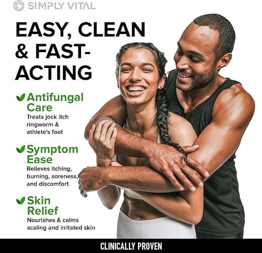 SimplyVital Antifungal Cream with Clotrimazole 1% - Foot Skin Fungus Treatment Extra Strength for Humans - Anti fungal Treatment for Ringworm, Jock Itch & Athlete’s Foot – Made in USA – 2 oz