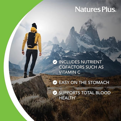 Natures Plus Hema-Plex Iron - 10 Slow-Release Tablets - 85 mg Chelated Iron - Total Blood Health - with Vitamin C & Bioflavonoids - Vegan, Gluten Free - 10 Servings