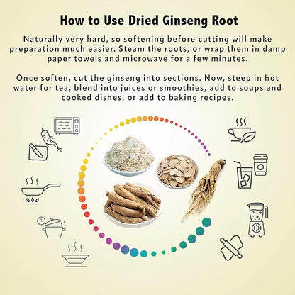 Zen Ginseng - 4 oz Bag of American Wisconsin Ginseng Root - Non-GMO, Gluten Free. Add This Ginseng in Soup, Tea, Coffee, juices, Smoothies and Baking (Small Long Root 4 oz Bag)