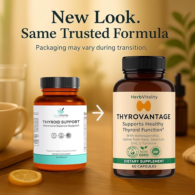 Thyroid Support Supplement – Iodine, Kelp, Ashwagandha, Selenium, Zinc – Supports Energy, Metabolism & Hormone Balance – L-Tyrosine, Schisandra, Bladderwrack – 60 Capsules