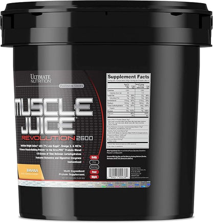 Ultimate Nutrition Muscle Juice 2600 Revolution, Weight Gain Drink Mix - Mass Gainer Workout Powder Supplement for Lean Muscle Growth & Recovery with 56g Protein Blend - Banana, 11.105lb