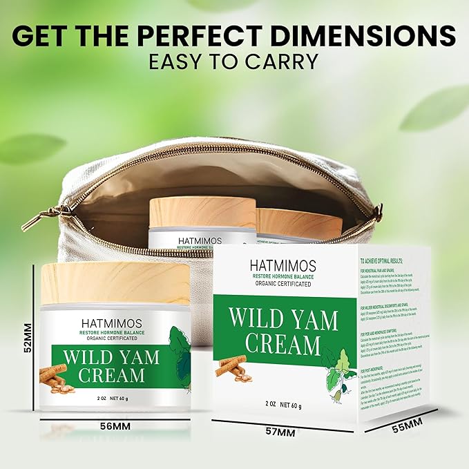 Wild Yam Cream, 2oz Wild Yam Root Organic Cream, Hormone Balance, Support Perimenopause & Menopause Relief, Progesterone, Wild Yam Cream for Women & Men Unscented for All Skin Type